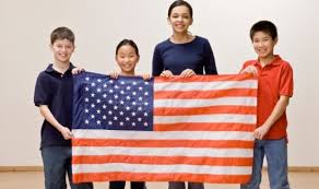 kids holding flag
