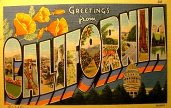 Greetings CA postcard