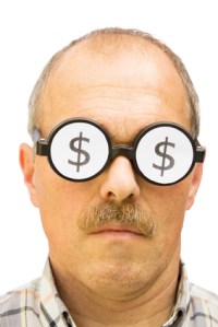 Man with money glasses